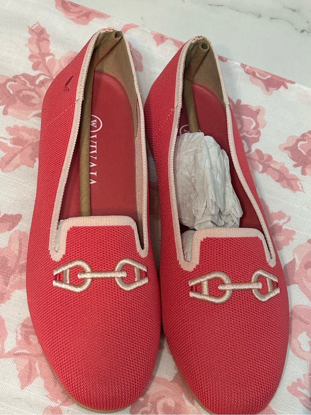 VIVAIA New in Box bright coral red flats size 7.5